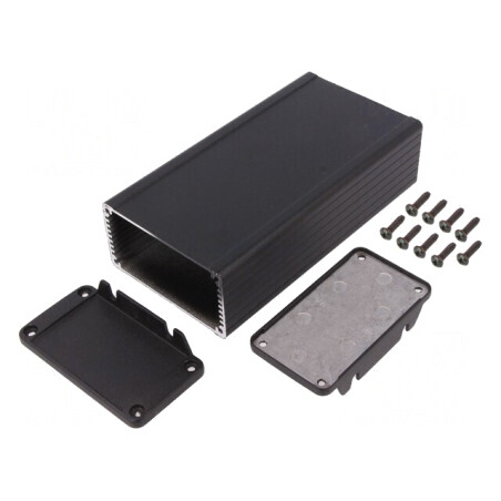 Carcasă Aluminiu Neagră IP54 84x160x44mm | Electronic-mag.ro | Componente Electronice
