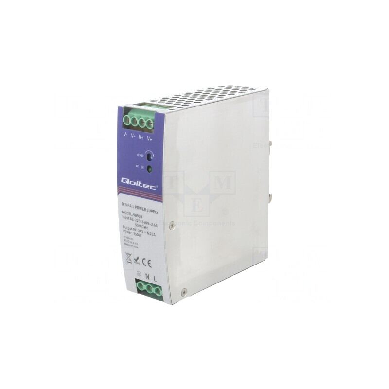 Alimentator Pulsatoriu 150W 24V 6.25A IP20 pentru Şină DIN | Electronic-mag.ro | Componente Electronice