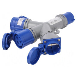 Conector Alimentare AC Splitter Tată/Mamă 16A 230V IP44 | Electronic-mag.ro | Componente Electronice