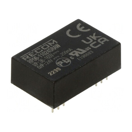 Convertor DC/DC 6W 36-160V la 24V 250mA DIP24 | Electronic-mag.ro | Componente Electronice