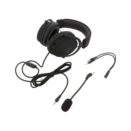 Căști cu Microfon Negru Jack 3,5mm USB 2,2m | Electronic-mag.ro | Componente Electronice