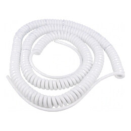 Cablu Spiralat Neecranat PUR Alb 3G1mm2 1,5m 5,25m | Electronic-mag.ro | Componente Electronice