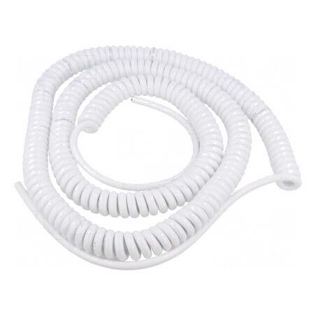 Cablu Spiralat Neecranat PUR Alb 3G1mm2 1,5m 5,25m | Electronic-mag.ro | Componente Electronice
