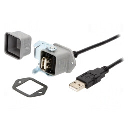 Cablu-adaptor | USB A soclu,USB A mufă | 1310 | USB 2.0 | IP65 | 3m | 1310-0007-04
