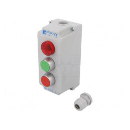Casetă de comandă cu 2 butoane IP65 plastic 230V | Electronic-mag.ro | Componente Electronice