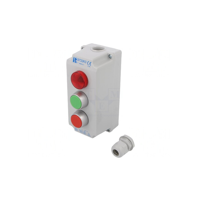 Casetă de comandă cu 2 butoane IP65 plastic 230V | Electronic-mag.ro | Componente Electronice