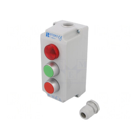 Casetă de comandă cu 2 butoane IP65 plastic 230V | Electronic-mag.ro | Componente Electronice