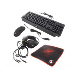 Kit Gaming Negru Jack 3,5mm USB A Cablu US Layout | Electronic-mag.ro | Componente Electronice
