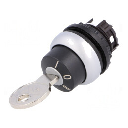 Comutator rotativ cu cheie 22mm negru 3 poziții | Electronic-mag.ro | Componente Electronice