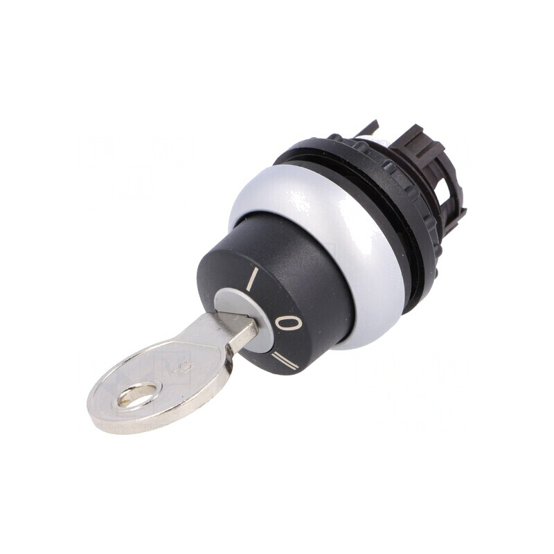 Comutator rotativ cu cheie 22mm negru 3 poziții | Electronic-mag.ro | Componente Electronice