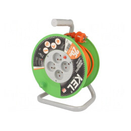 Prelungitor alimentare bobinat cu 4 prize PVC portocaliu 3x1mm2 | Electronic-mag.ro | Componente Electronice