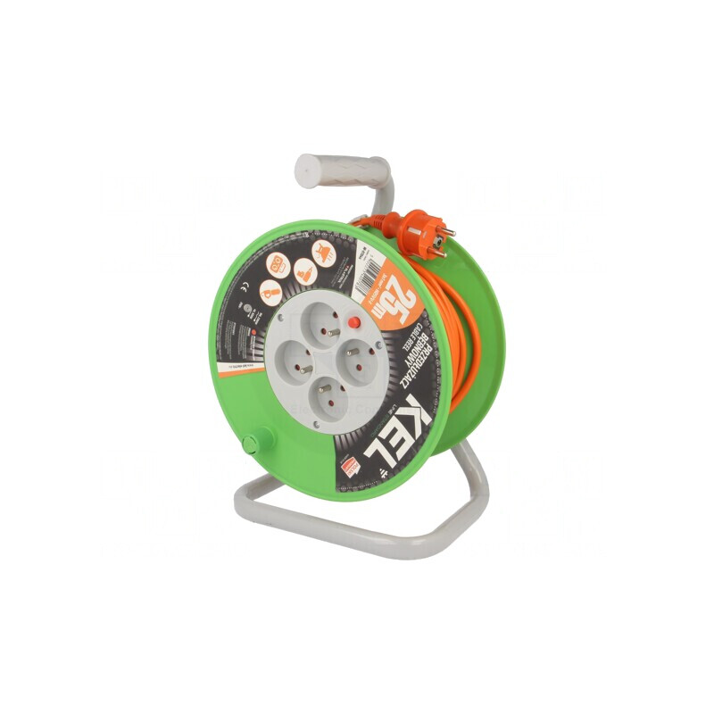 Prelungitor alimentare bobinat cu 4 prize PVC portocaliu 3x1mm2 | Electronic-mag.ro | Componente Electronice