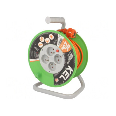 Prelungitor alimentare bobinat cu 4 prize PVC portocaliu 3x1mm2 | Electronic-mag.ro | Componente Electronice