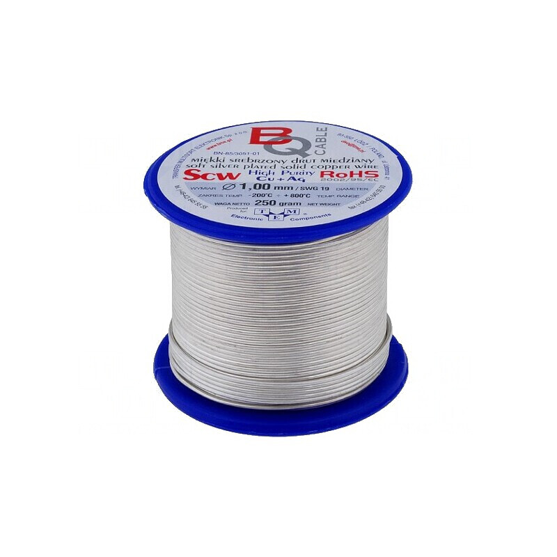 Sârmă de Cupru Argintată 1mm 250g | Electronic-mag.ro | Componente Electronice