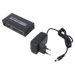 Splitter HDMI 2.0 Negru cu Intrare DC și HDMI | Electronic-mag.ro | Componente Electronice