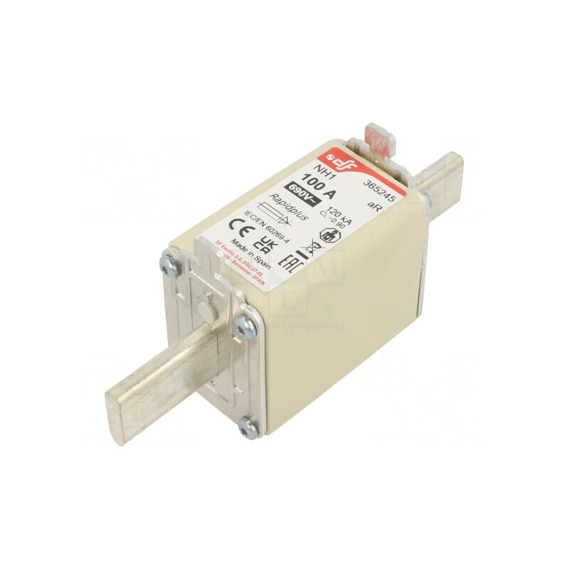 Siguranță NH1 100A 690VAC 550VDC Argintie | Electronic-mag.ro | Componente Electronice
