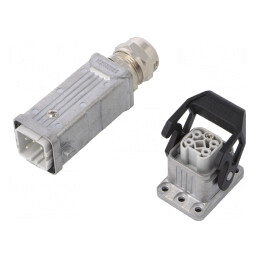 Conector HDC Tată Mamă 230V 10A 5 PIN 4 PE Drept | Electronic-mag.ro | Componente Electronice