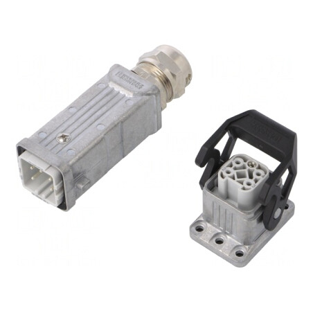 Conector HDC Tată Mamă 230V 10A 5 PIN 4 PE Drept | Electronic-mag.ro | Componente Electronice