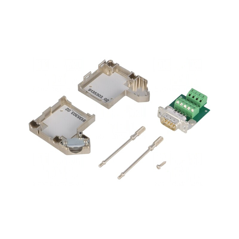 Mufă D-Sub 9 PIN în unghi 55° cu terminal șurub 50V | Electronic-mag.ro | Componente Electronice