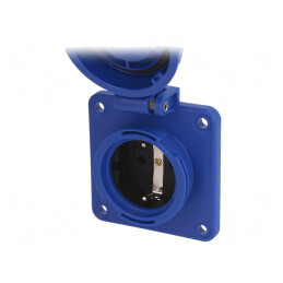 Conector de Alimentare AC Mamă 2P+PE 250V 16A Albastru | Electronic-mag.ro | Componente Electronice
