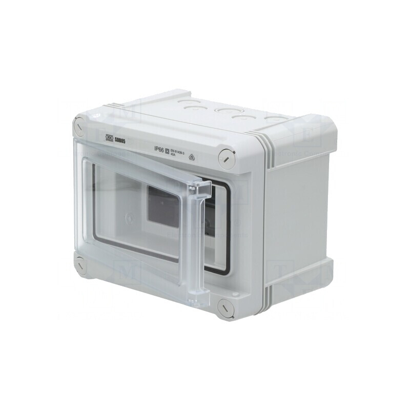 Carcasă pentru aparatură modulară IP66 perete gri deschis SDB 05L PC | Electronic-mag.ro | Componente Electronice