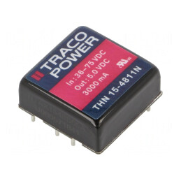 Convertor DC/DC 15W 36-75V la 5V 3A THN 15-4811N | Electronic-mag.ro | Componente Electronice
