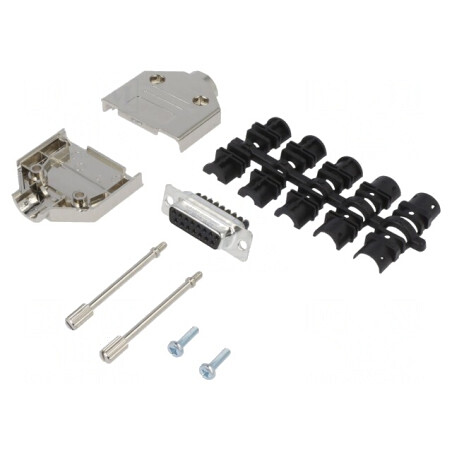 Conector D-Sub 15 pini mamă cu terminal șurub pe cablu | Electronic-mag.ro | Componente Electronice