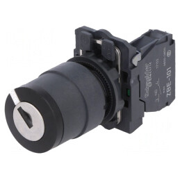 Comutator rotativ cu cheie 22mm 2 NO negru XB5AG21