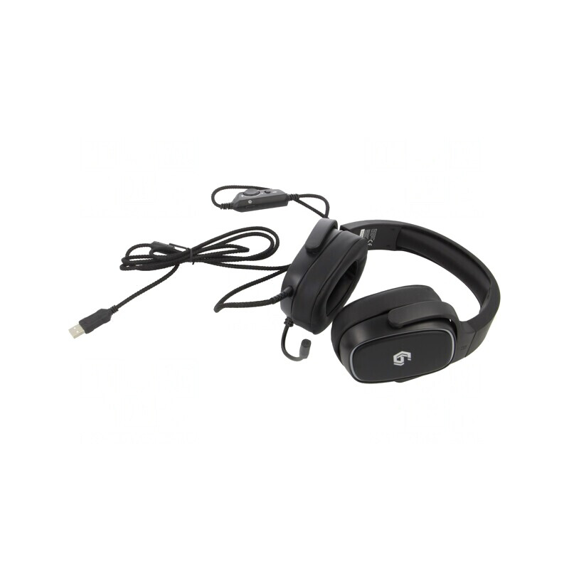Căști cu microfon negre USB/Jack 3,5mm 2,2m 20Hz-20kHz | Electronic-mag.ro | Componente Electronice