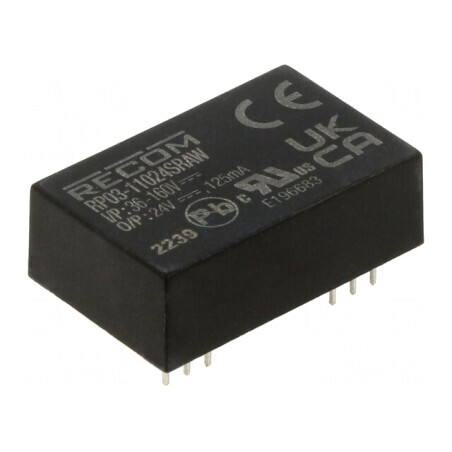 Convertor DC/DC 3W 36-160V la 24V 125mA DIP24 | Electronic-mag.ro | Componente Electronice