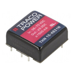 Convertor DC/DC 15W 36-75V la 5V/-5V 1x1 THN 15-4821N | Electronic-mag.ro | Componente Electronice