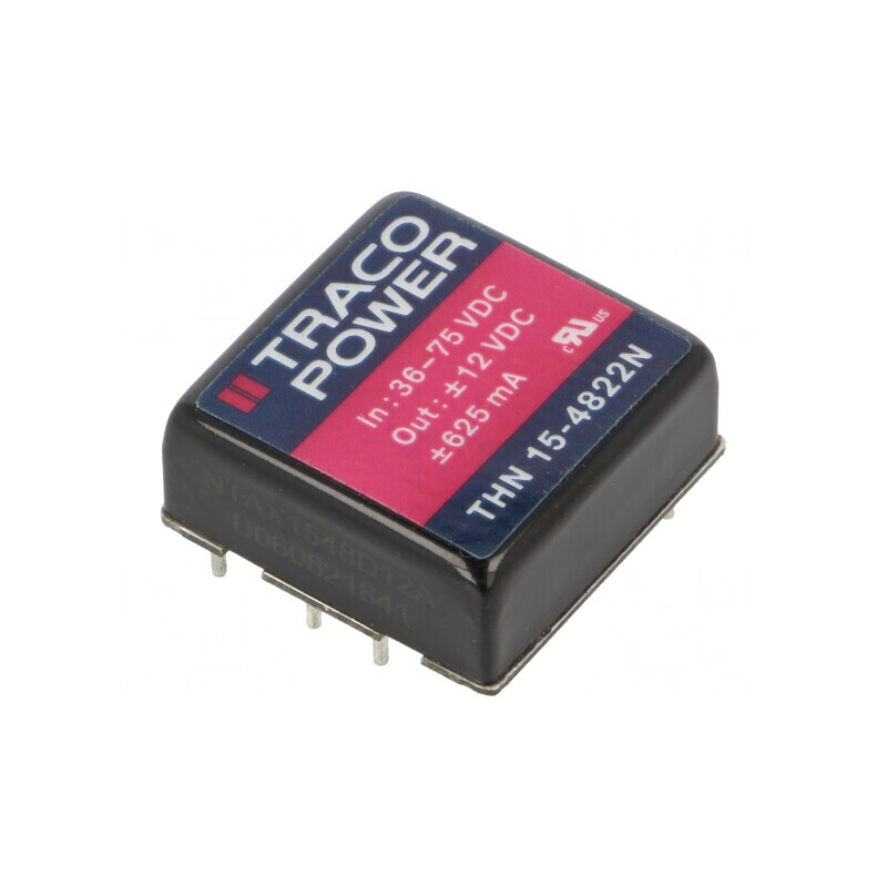 Convertor DC/DC 15W 36-75V la 12V/ -12V | Electronic-mag.ro | Componente Electronice