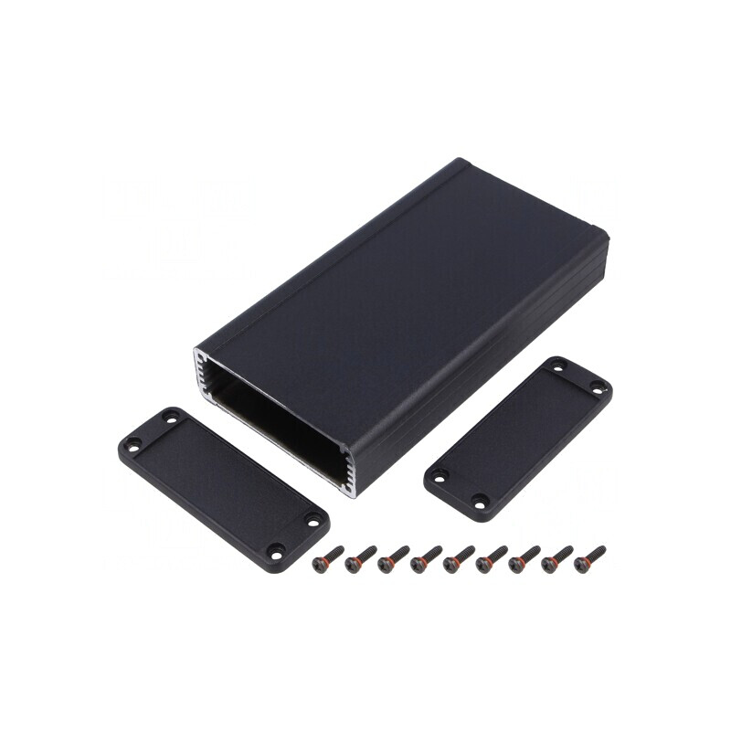 Carcasă Aluminiu Neagră IP54 84x160x28mm | Electronic-mag.ro | Componente Electronice