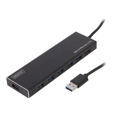 Hub USB 3.0 Negru 7 Porturi 5Gbps | Electronic-mag.ro | Componente Electronice