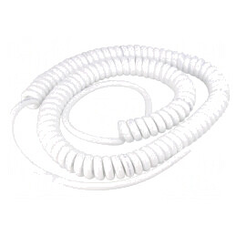 Cablu spiralat 3G1,5mm2 PUR alb 1m