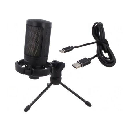 Microfon USB cu Cablul 1,8m Negru/Roșu PnP | Electronic-mag.ro | Componente Electronice