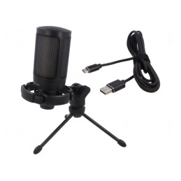 Microfon USB cu Cablul 1,8m Negru/Roșu PnP | Electronic-mag.ro | Componente Electronice