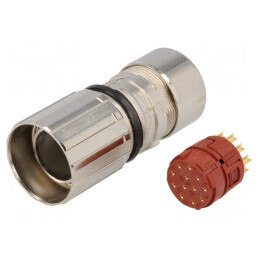 Conector M23 12 PIN Mamă Lipire pe Cablu Drept Aurit 7A