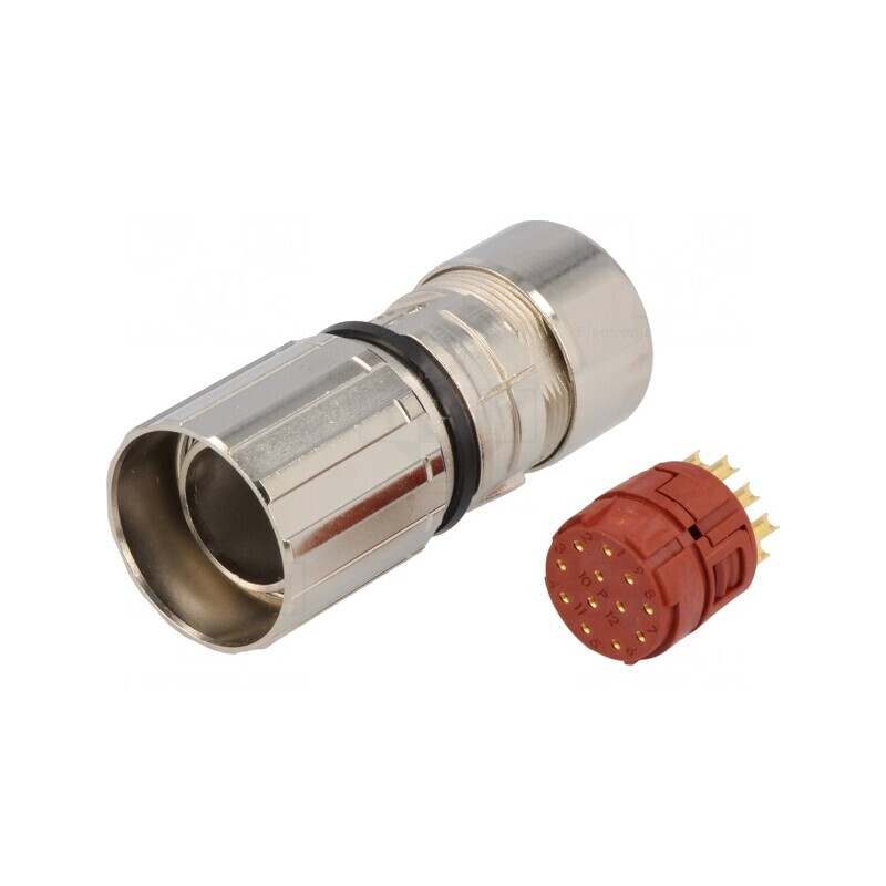 Conector M23 12 PIN Mamă Lipire pe Cablu Drept Aurit 7A | Electronic-mag.ro | Componente Electronice
