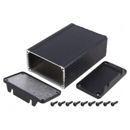 Carcasă Aluminiu Neagră IP54 84x120x44mm | Electronic-mag.ro | Componente Electronice