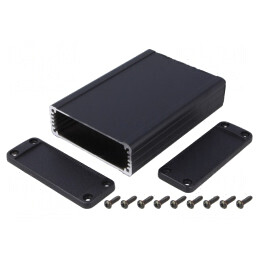Carcasă Aluminiu Neagră IP54 84x120x28mm | Electronic-mag.ro | Componente Electronice