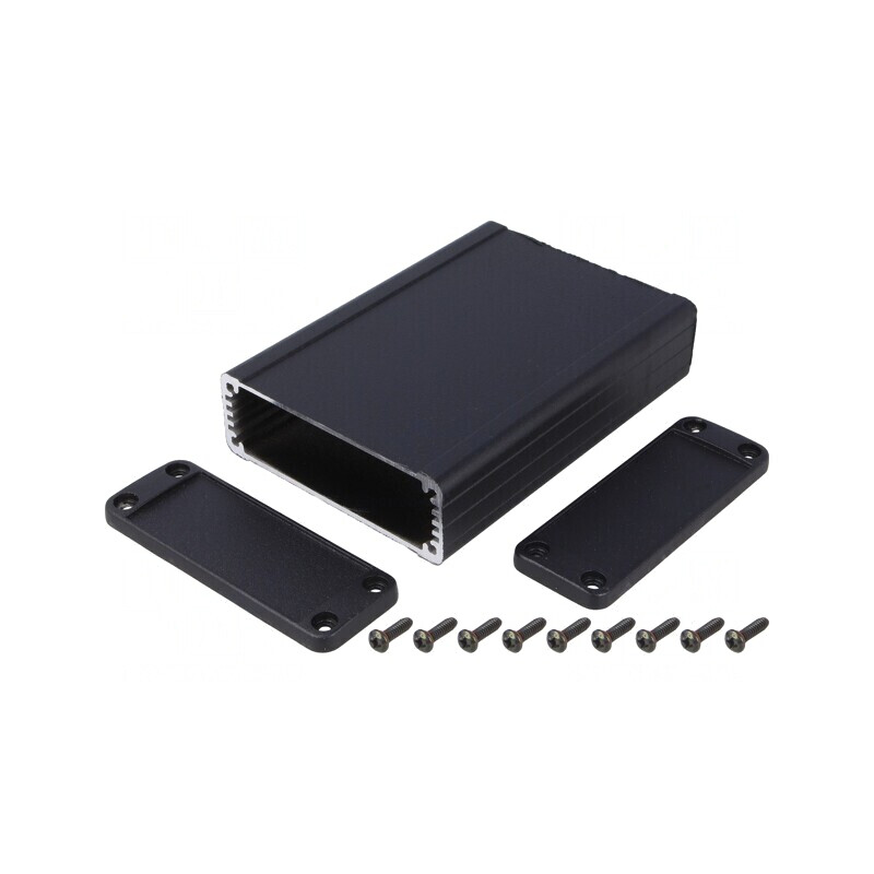 Carcasă Aluminiu Neagră IP54 84x120x28mm | Electronic-mag.ro | Componente Electronice