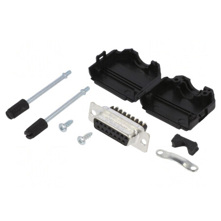 Conector D-Sub 15-Pin Mamă Drept cu Terminal Șurub pe Cablu | Electronic-mag.ro | Componente Electronice