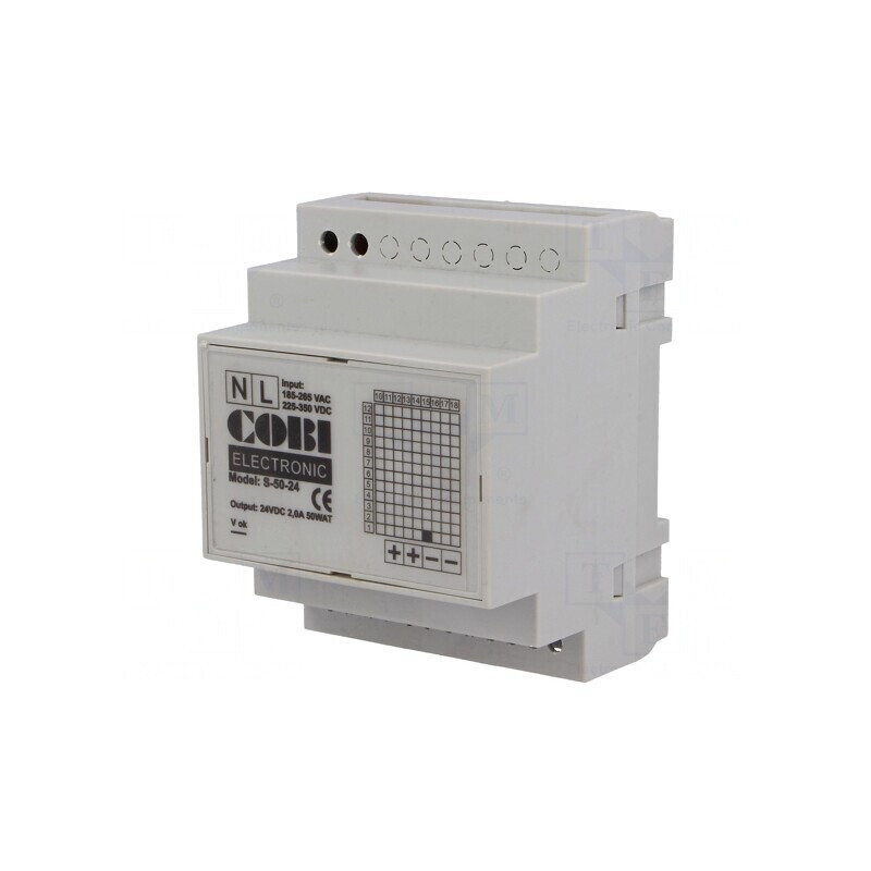 Alimentator Pulsatoriu DIN 50W 24V 2A IP20 | Electronic-mag.ro | Componente Electronice