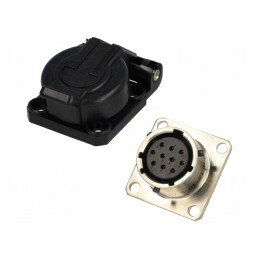 Conector Circular cu Flanșă pt Montare pe Panou | Electronic-mag.ro | Componente Electronice