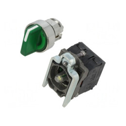 Comutator Rotativ 22mm Verde LED 230V 3NC 1NO | Electronic-mag.ro | Componente Electronice