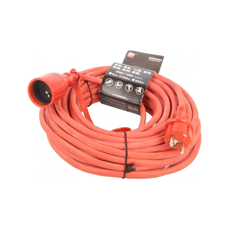 Prelungitor alimentare 20m 16A roșu | Electronic-mag.ro | Componente Electronice