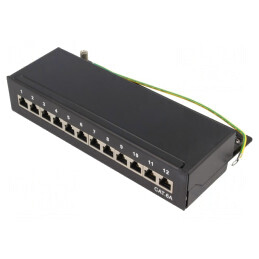 Patch Panel RJ45 Cat6a Negru 12 Porturi Mural IDC | Electronic-mag.ro | Componente Electronice