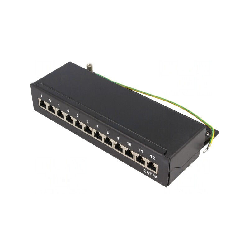 Patch Panel RJ45 Cat6a Negru 12 Porturi Mural IDC | Electronic-mag.ro | Componente Electronice