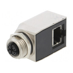 Adaptor M12 Mamă RJ45 Soclu IP67 | Electronic-mag.ro | Componente Electronice